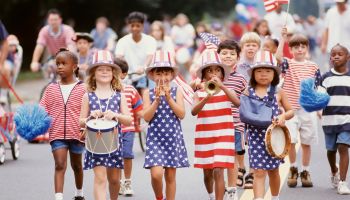 Children marching in 4th of July parade