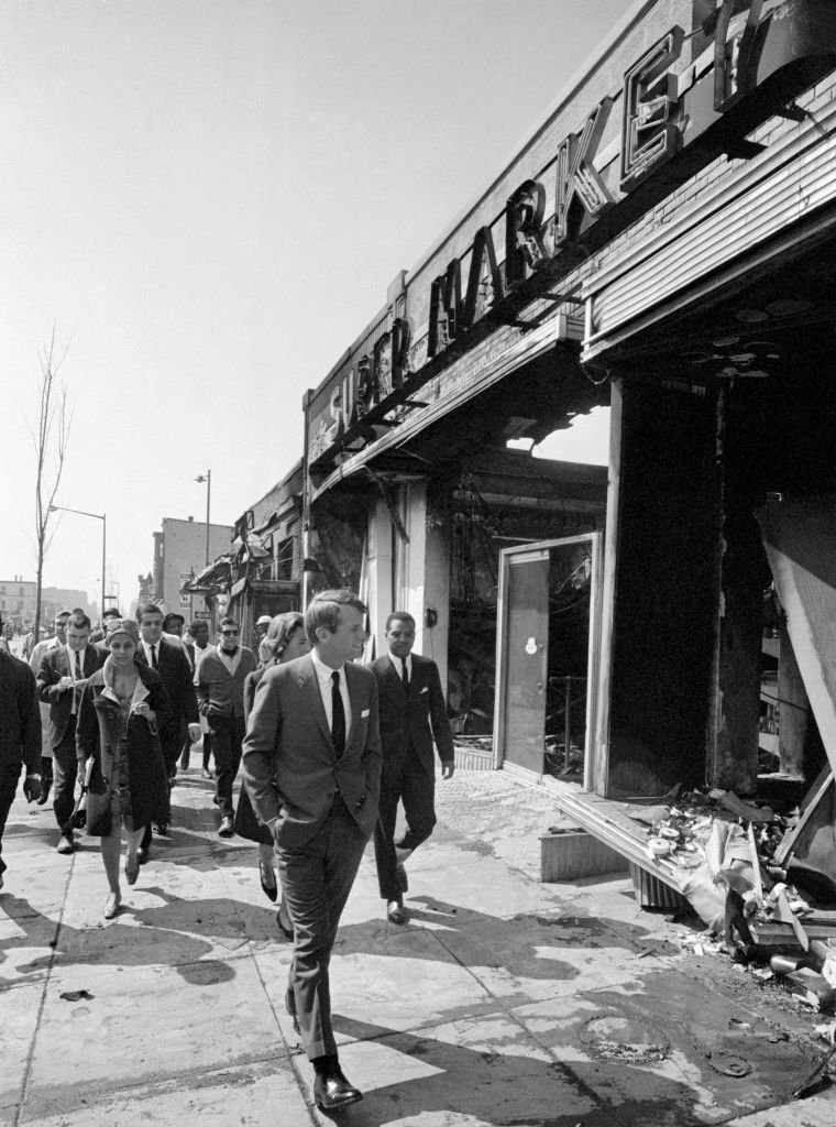 Robert F. Kennedy Touring Riot Damage