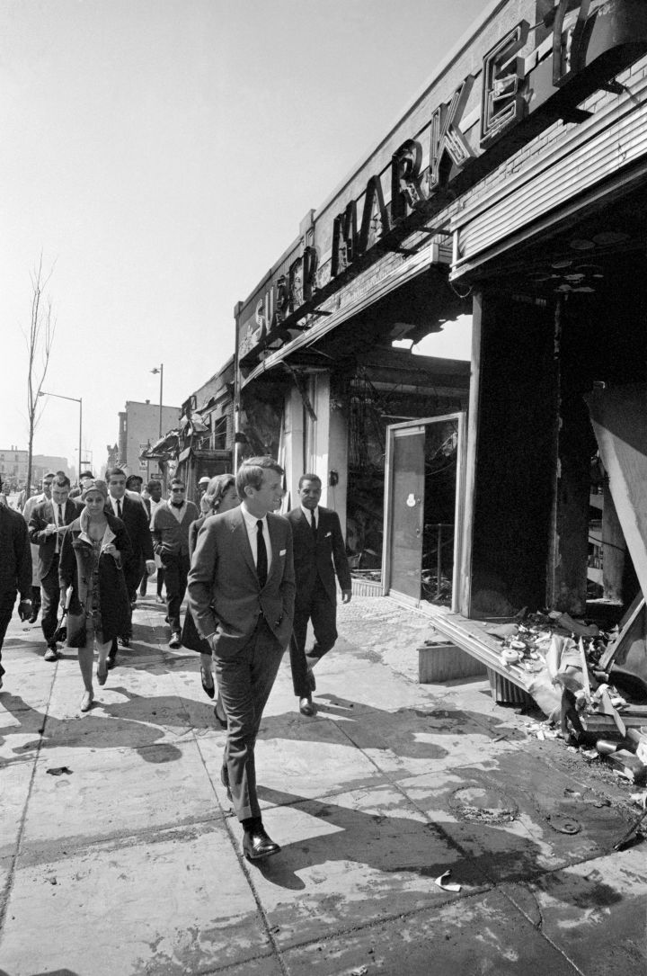 Robert F. Kennedy Touring Riot Damage