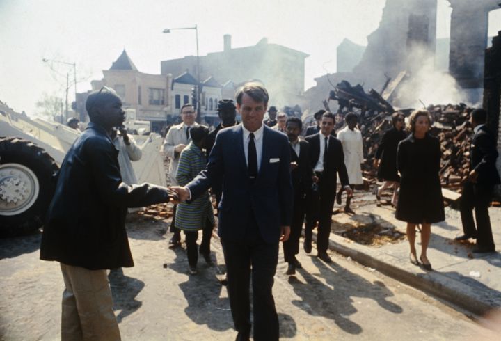 Robert Kennedy Touring Washington District After Fires