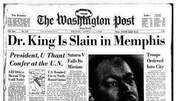 Front page of The Washington Post, April 5, 1968 during the rio