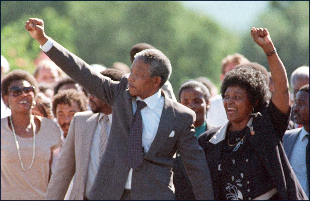 ANC leader Nelson Mandela and wife Winnie raise fi