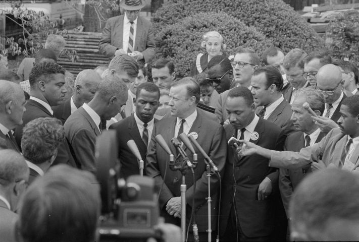 Civil Rights Leaders Talk To Press