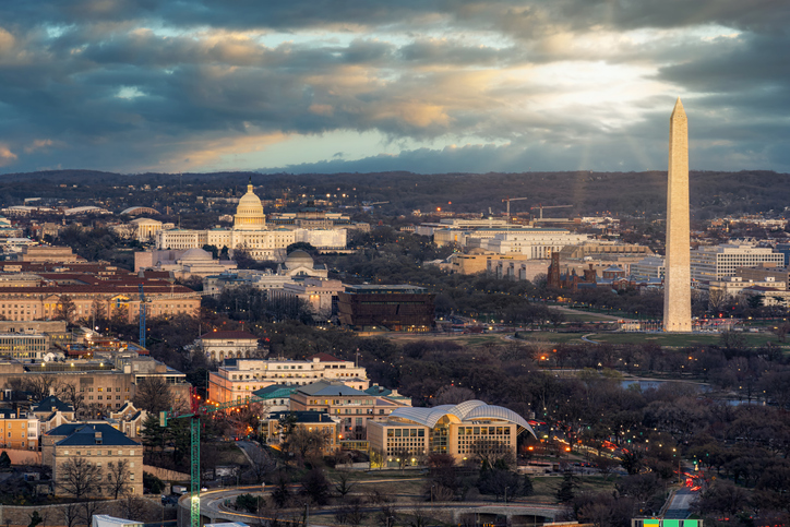 Top view of Washington DC down town