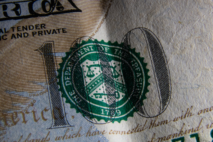 Detail of the 2013 series 100 US dollar banknote