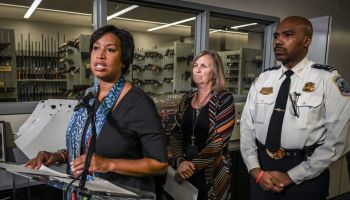 Mayor Muriel Bowser announces the availability of additional resources to support the Districts Criminal Gun Information Center, on September 24 in Washington, DC.