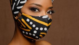 Mali African Print Black Mudcloth Wired Head wrap + Mask