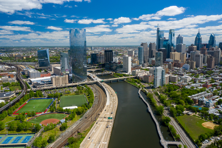 Aerial view of downtown Philadelphia, Pennsylvania