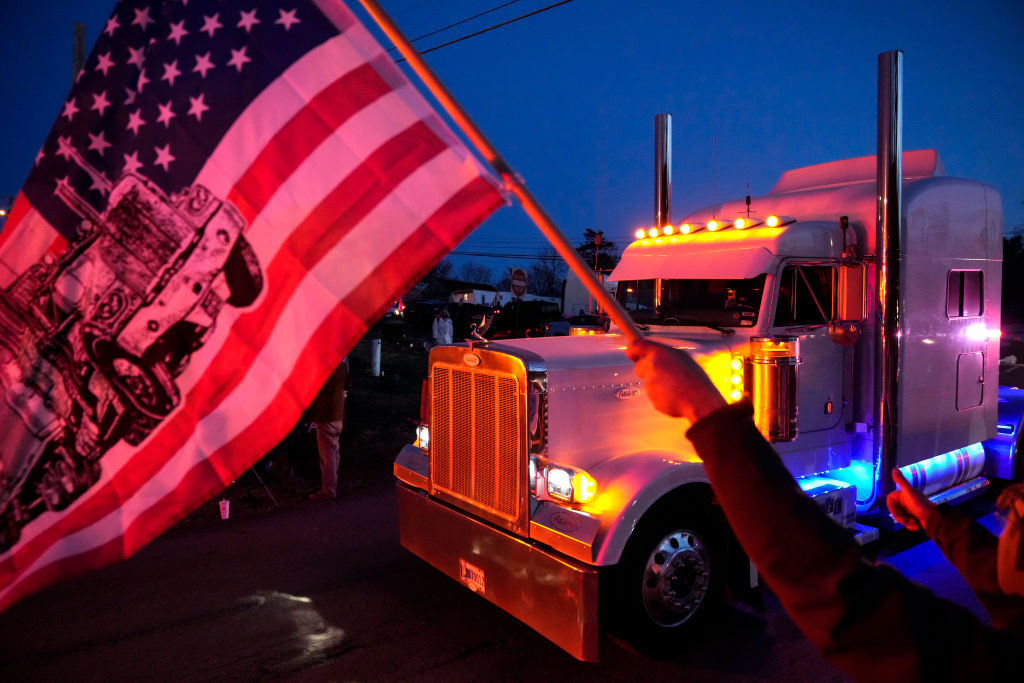 Truckers Convoy Stops In Maryland Before Heading Towards Nation's Capital