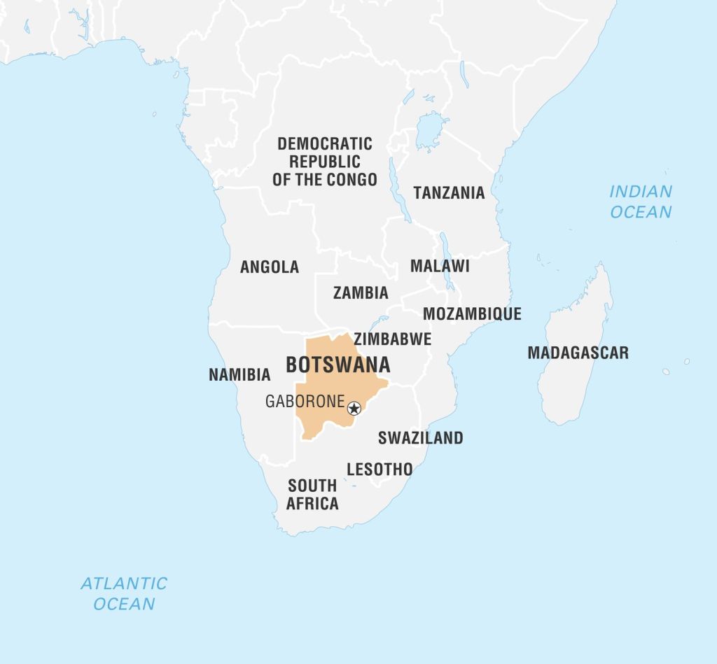 World Data Locator Map, Botswana