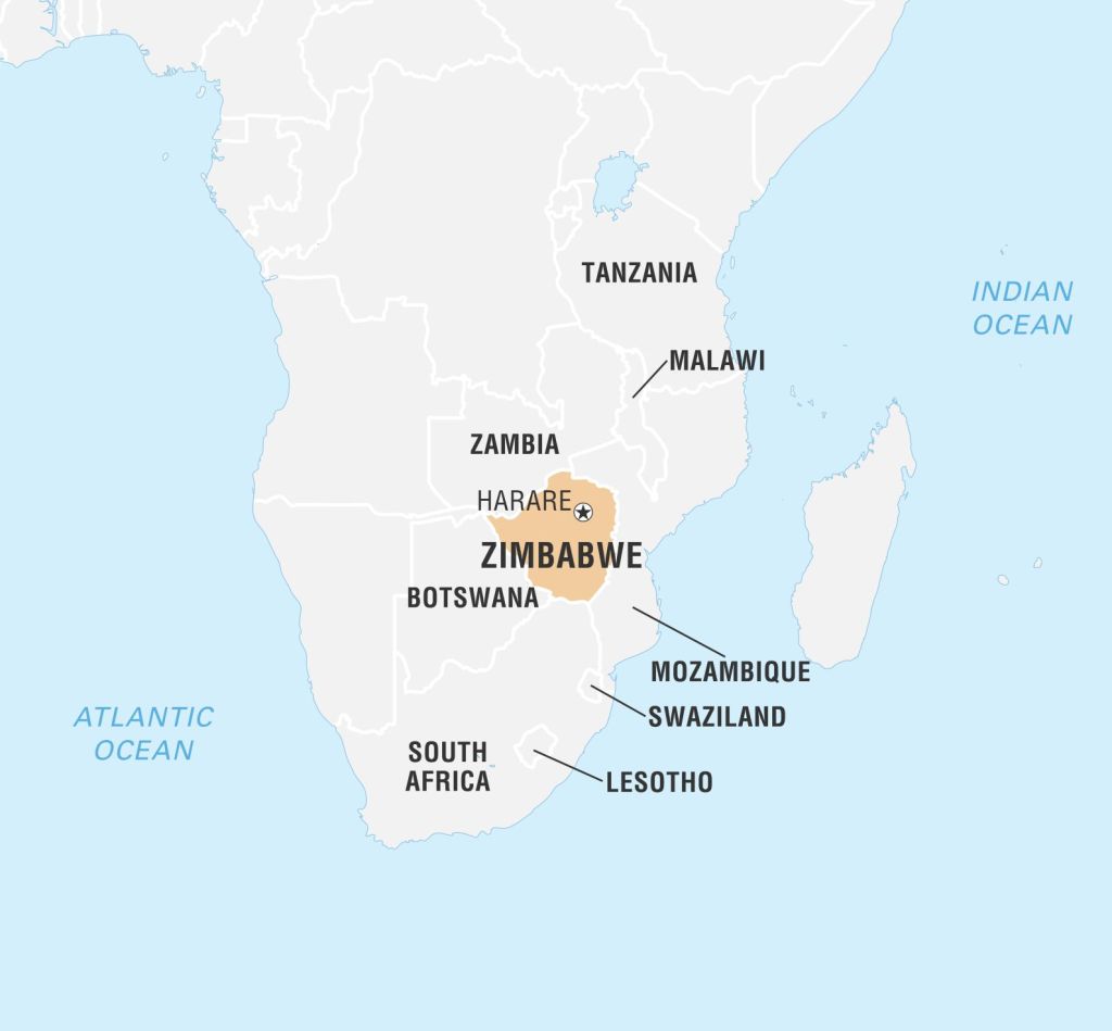 World Data Locator Map, Zimbabwe