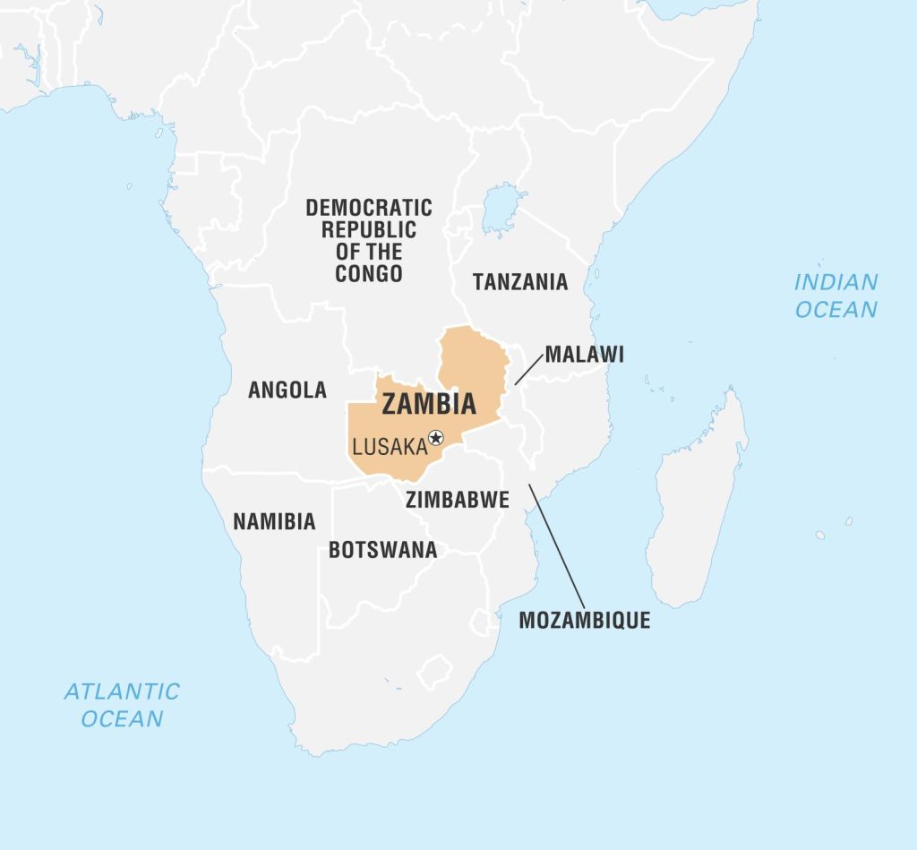 World Data Locator Map, Zambia