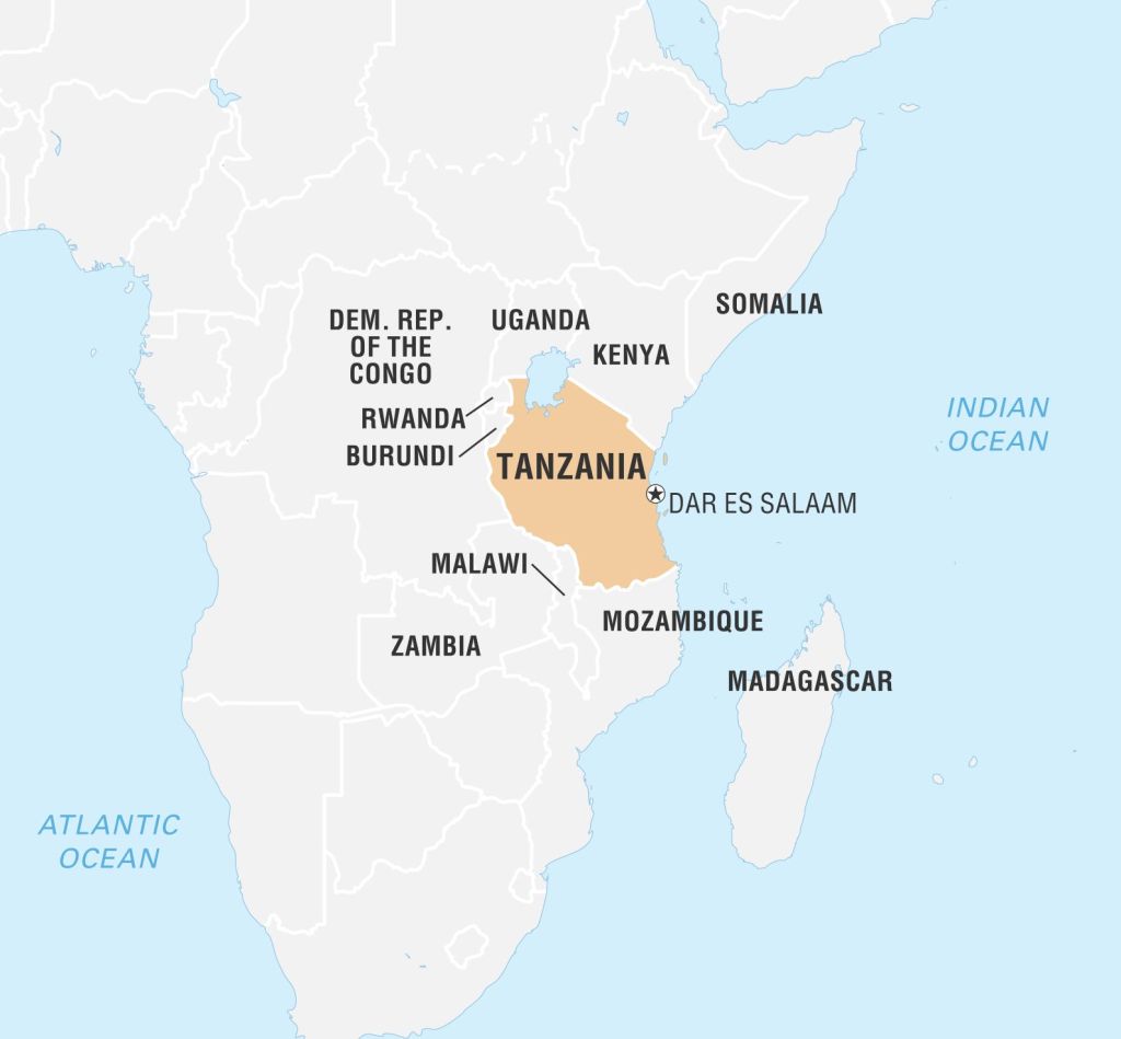 World Data Locator Map, Tanzania