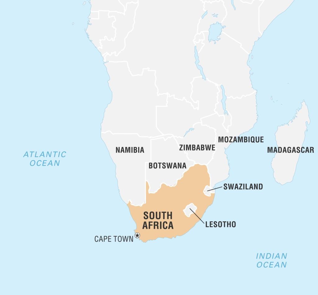 World Data Locator Map, South Africa