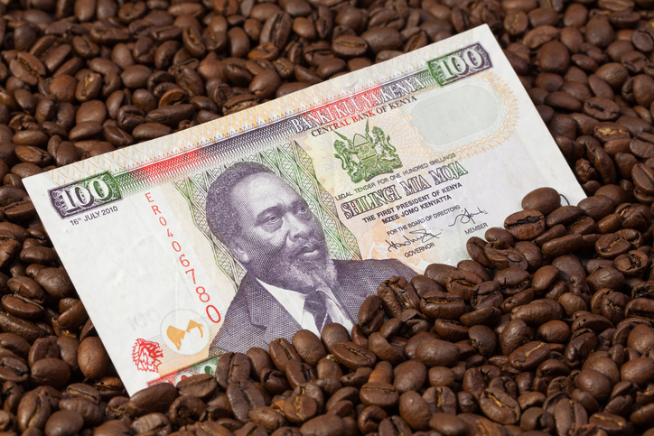 Coffee beans and Kenya banknote