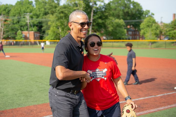 Barack Obama Visits The Washington Nationals Youth Baseball Academy