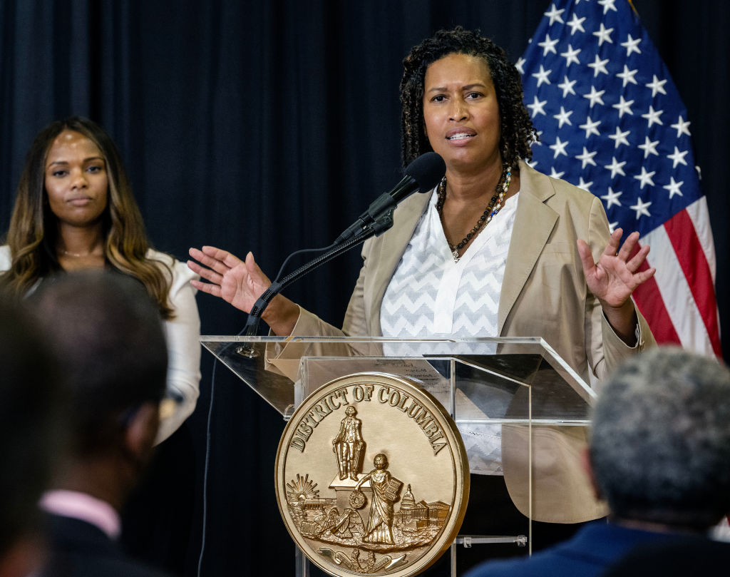 Mayor Muriel Bowser holds a press conference to address the recent uprise in violent crime, on July 10 in Washington, DC.