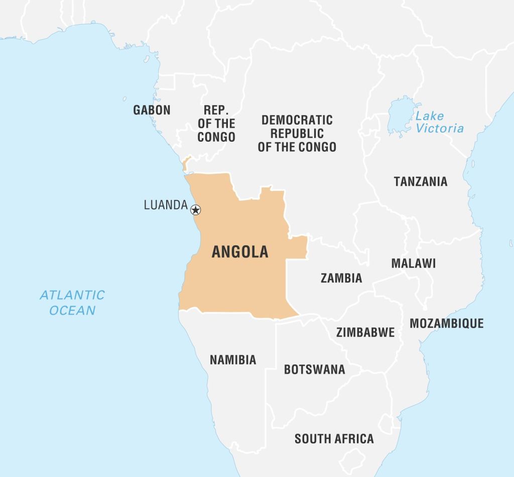 World Data Locator Map, Angola