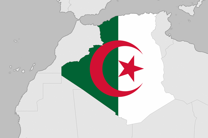 Africa map series with Algeria, with flag