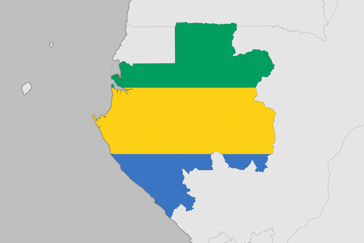 Africa map series with Gabon, with flag