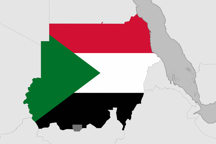 Africa map series with Sudan, with flag