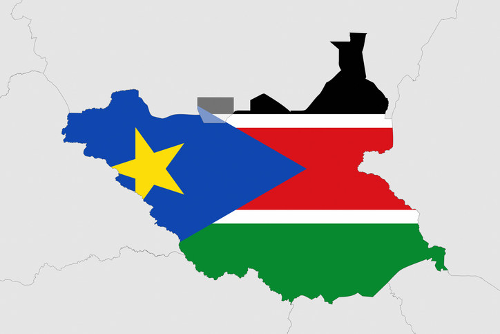 Africa map series with South Sudan, with flag