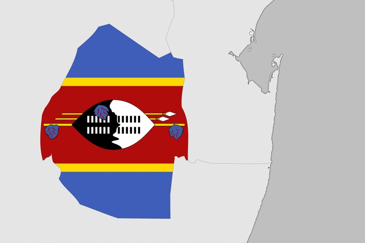 Africa map series with Eswatini, with flag