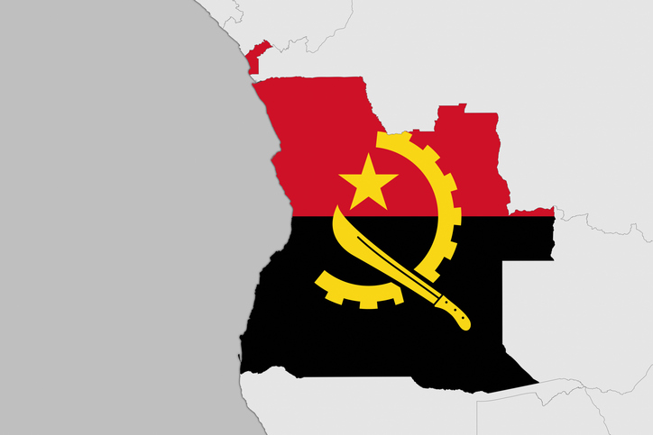 Africa map series with Angola, with flag