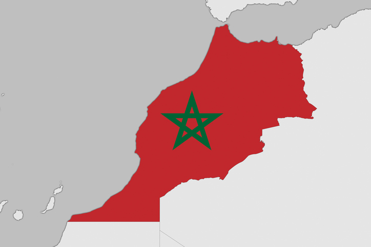 Africa map series with Morocco, with flag