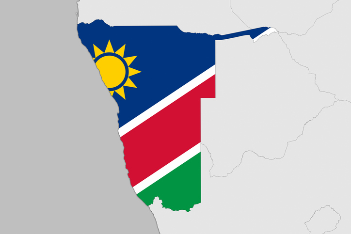 Africa map series with Namibia, with flag