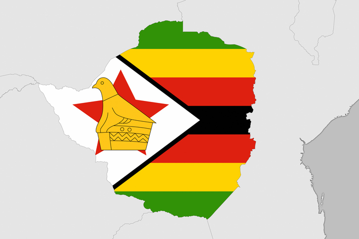 Africa map series with Zimbabwe, with flag