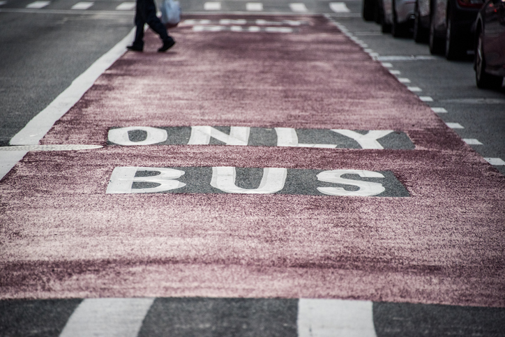 “Only Bus” text on bus lane
