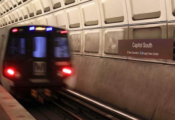 Subway Train Leaving The Underground Metro Subway Station - Capitol South Station - Washington DC, USA